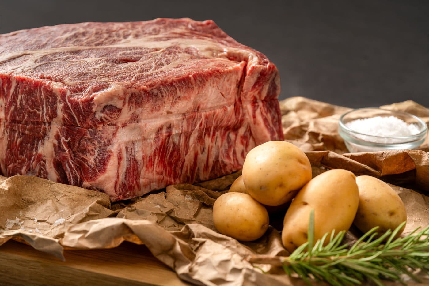 American Wagyu marbling, at Family Roots Farm