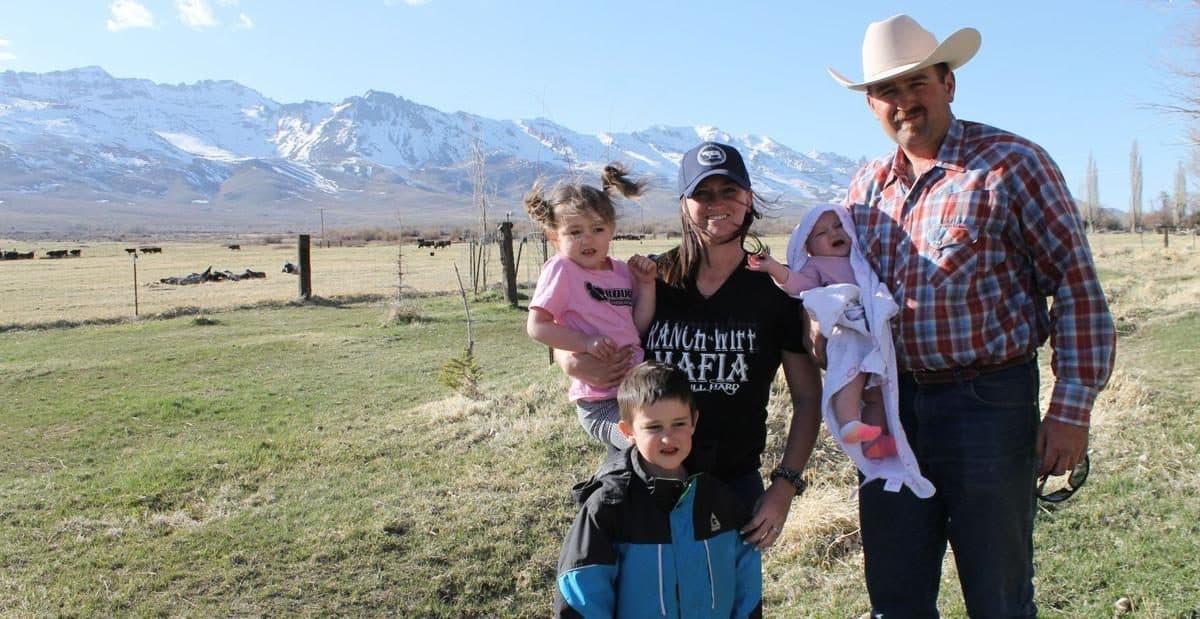 The family at the ranch below the East Humboldt range, at Brough Ranch Beef